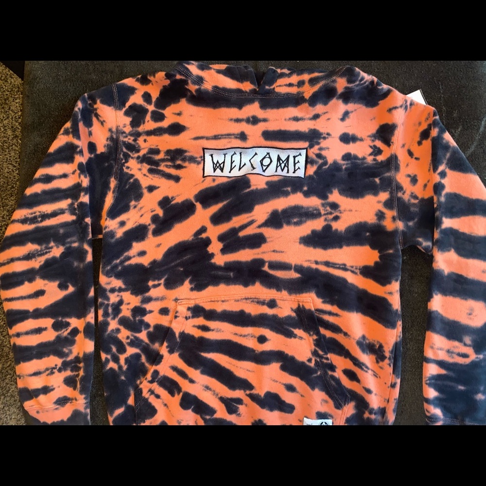 Welcome Skate-brand Pink & Black Tie Dye Hoodie